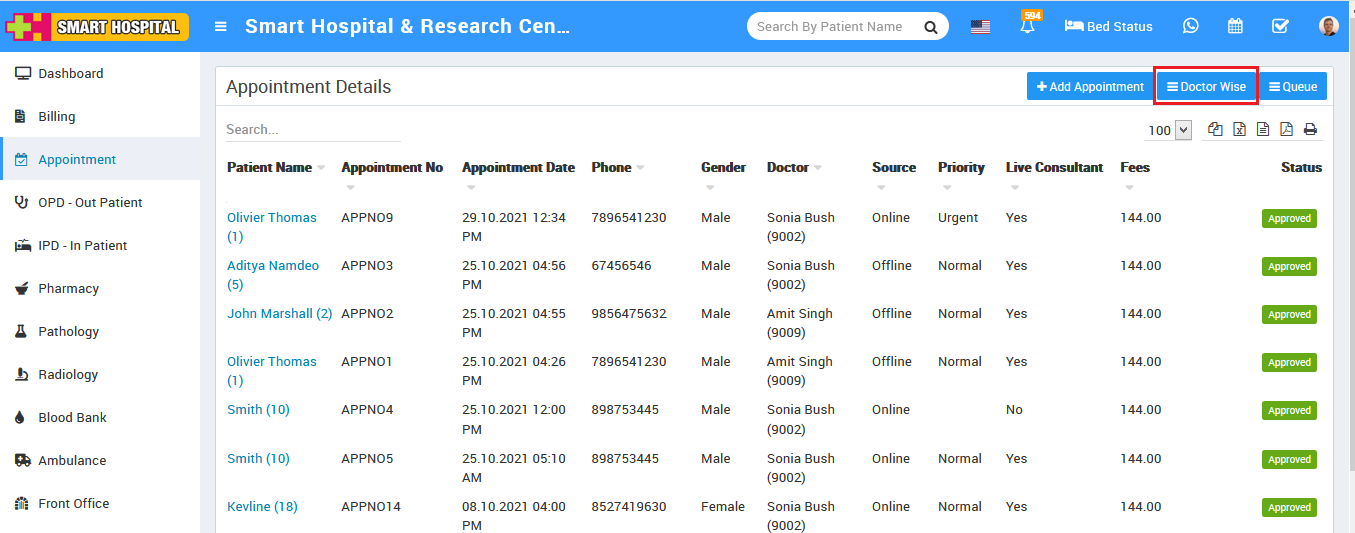 add doctor wise appointment