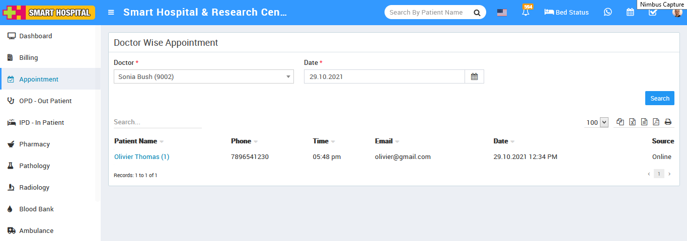 doctor wise appointment