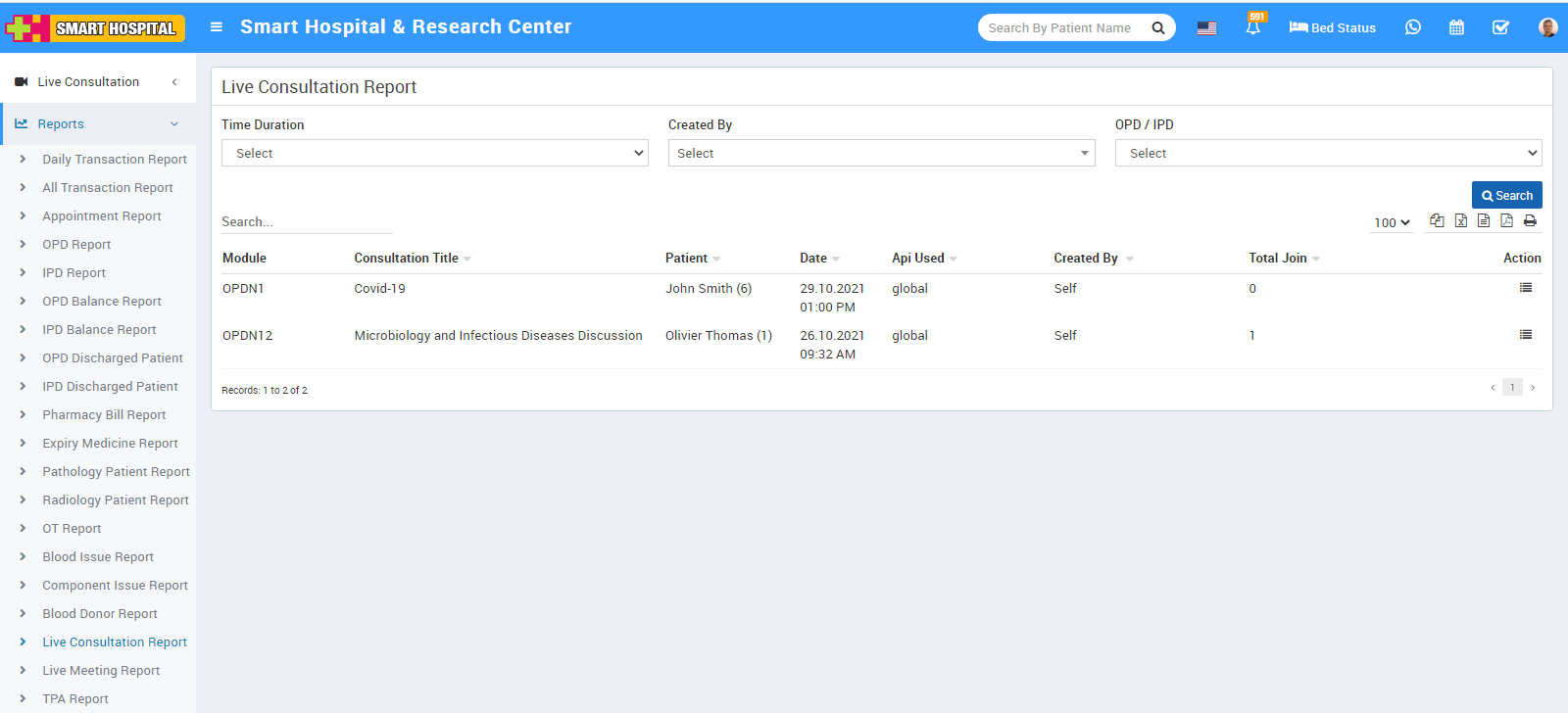 live consultation report