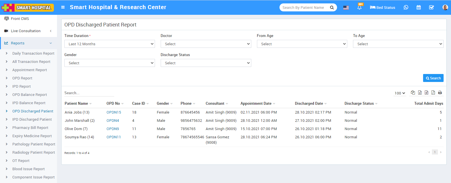 opd discharge patient report
