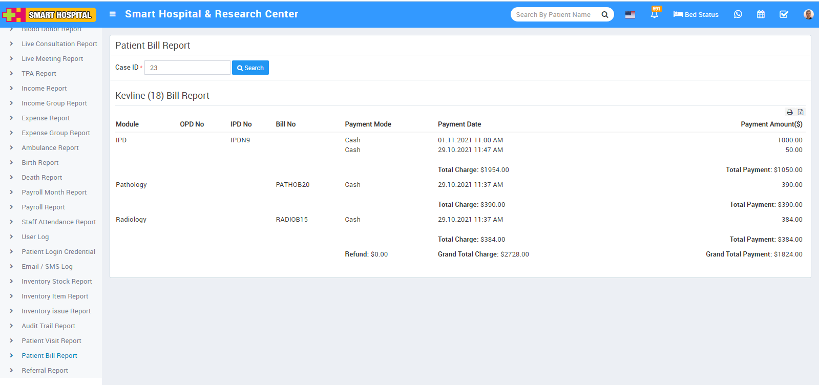patient bill report image