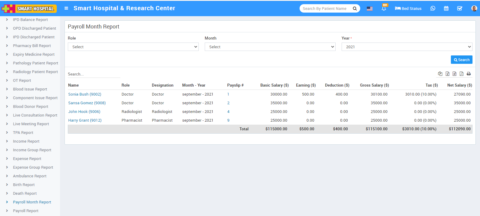 payroll month report